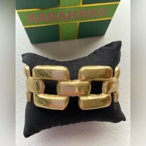 RUSTIC CUFF Bernice Chunky Geometric Gold Metallic Chain Link Cuff NIB